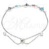 Sterling Silver Fancy Bracelet, Heart and Teardrop Design, with Multicolor Cubic Zirconia, Polished, Rhodium Finish, 03.175.0003.11 (01 MM Thickness, 11 Inches Length)