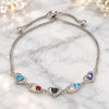 Sterling Silver Fancy Bracelet, Heart and Teardrop Design, with Multicolor Cubic Zirconia, Polished, Rhodium Finish, 03.175.0003.11 (01 MM Thickness, 11 Inches Length)
