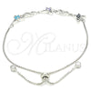 Sterling Silver Fancy Bracelet, Flower and Heart Design, with Multicolor Cubic Zirconia, Polished, Rhodium Finish, 03.175.0004.11 (01 MM Thickness, 11 Inches Length)