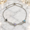 Sterling Silver Fancy Bracelet, Flower and Heart Design, with Multicolor Cubic Zirconia, Polished, Rhodium Finish, 03.175.0004.11 (01 MM Thickness, 11 Inches Length)
