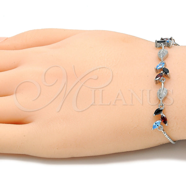 Sterling Silver Bracelet — Fancy Bracelet Leaf Design with Multicolor Cubic Zirconia — alternate product view — SKU 130363 | Plata 925 brazalete — elegante Bracelet Leaf diseño with Multicolor Cubic Zirconia — SKU 130363