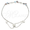 Sterling Silver Fancy Bracelet, Leaf Design, with Multicolor Cubic Zirconia and White Micro Pave, Polished, Rhodium Finish, 03.175.0005.11 (01 MM Thickness, 11 Inches Length)