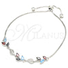 Sterling Silver Fancy Bracelet, Leaf Design, with Multicolor Cubic Zirconia and White Micro Pave, Polished, Rhodium Finish, 03.175.0005.11 (01 MM Thickness, 11 Inches Length)