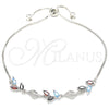 Sterling Silver Fancy Bracelet, Leaf Design, with Multicolor Cubic Zirconia and White Micro Pave, Polished, Rhodium Finish, 03.175.0005.11 (01 MM Thickness, 11 Inches Length)