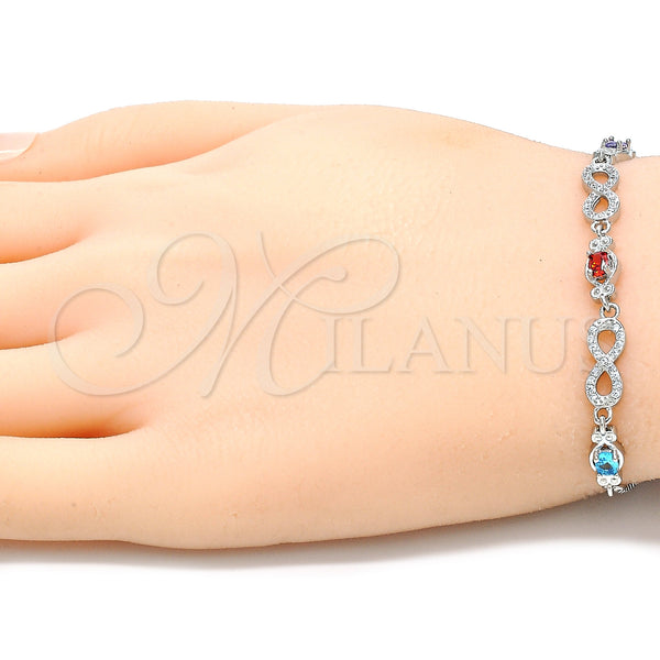 Sterling Silver Bracelet — Fancy Bracelet Owl and Infinite Design with Multicolor — alternate product view — SKU 130364 | Plata 925 brazalete — elegante Bracelet Owl and Infinite diseño with Multicolor — SKU 130364