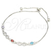 Sterling Silver Fancy Bracelet, Owl and Infinite Design, with Multicolor Cubic Zirconia and White Micro Pave, Polished, Rhodium Finish, 03.175.0006.11 (01 MM Thickness, 11 Inches Length)