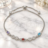 Sterling Silver Fancy Bracelet, Owl and Infinite Design, with Multicolor Cubic Zirconia and White Micro Pave, Polished, Rhodium Finish, 03.175.0006.11 (01 MM Thickness, 11 Inches Length)