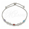 Sterling Silver Fancy Bracelet, Owl and Infinite Design, with Multicolor Cubic Zirconia and White Micro Pave, Polished, Rhodium Finish, 03.175.0006.11 (01 MM Thickness, 11 Inches Length)