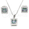 Sterling Silver Earring and Pendant Adult Set, with Vitrail Medium Cubic Zirconia and White Crystal, Polished, Rhodium Finish, 10.175.0073.5