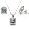 Sterling Silver Earring and Pendant Adult Set, with Vitrail Medium Cubic Zirconia and White Crystal, Polished, Rhodium Finish, 10.175.0073.5