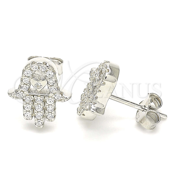 Sterling Silver Ring — Stud Earring Judaica and Hand of God Design — main product view — SKU 130369 | Plata 925 anillo — Stud Earring Judaica and Hand of God diseño — SKU 130369