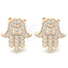 Sterling Silver Stud Earring, Hand of God Design, with White Cubic Zirconia, Polished, Rose Gold Finish, 02.336.0118.1