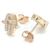 Sterling Silver Stud Earring, Hand of God Design, with White Cubic Zirconia, Polished, Rose Gold Finish, 02.336.0118.1