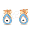 Sterling Silver Stud Earring, Teardrop Design, Turquoise Enamel Finish, Rose Gold Finish, 02.336.0119.2 for wholesale, additional product view 3