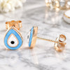 Sterling Silver Stud Earring, Teardrop Design, Turquoise Enamel Finish, Rose Gold Finish, 02.336.0119.2