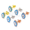 Sterling Silver Stud Earring, Teardrop Design, Turquoise Enamel Finish, Rose Gold Finish, 02.336.0119.2