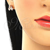 Sterling Silver Stud Earring, Flower Design, with White Cubic Zirconia, Polished, Rose Gold Finish, 02.336.0121.1