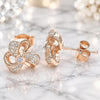 Sterling Silver Stud Earring, Flower Design, with White Cubic Zirconia, Polished, Rose Gold Finish, 02.336.0121.1