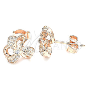 Sterling Silver Ring — Stud Earring Flower Design with White Cubic Zirconia — main product view — SKU 130379 | Plata 925 anillo — Stud Earring flor diseño with blanco Cubic Zirconia — SKU 130379