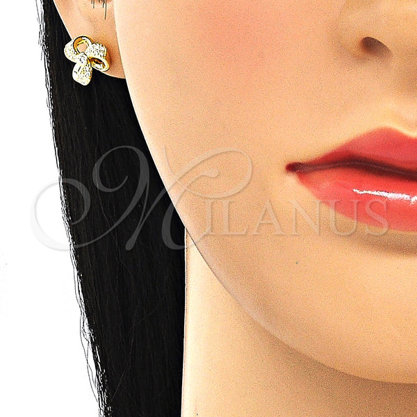 Sterling Silver Ring — Stud Earring Flower Design with White Cubic Zirconia — alternate product view — SKU 130380 | Plata 925 anillo — Stud Earring flor diseño with blanco Cubic Zirconia — SKU 130380