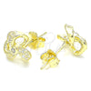 Sterling Silver Stud Earring, Flower Design, with White Cubic Zirconia, Polished, Golden Finish, 02.336.0121.2