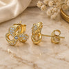 Sterling Silver Stud Earring, Flower Design, with White Cubic Zirconia, Polished, Golden Finish, 02.336.0121.2