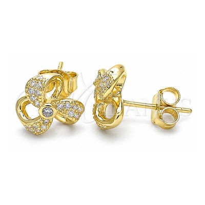 Sterling Silver Stud Earring, Flower Design, with White Cubic Zirconia, Polished, Golden Finish, 02.336.0121.2