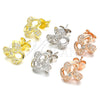 Sterling Silver Stud Earring, Flower Design, with White Cubic Zirconia, Polished, Golden Finish, 02.336.0121.2