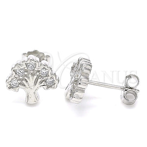 Sterling Silver Ring — Stud Earring Tree Design with White Cubic Zirconia — main product view — SKU 130381 | Plata 925 anillo — Stud Earring Tree diseño with blanco Cubic Zirconia — SKU 130381
