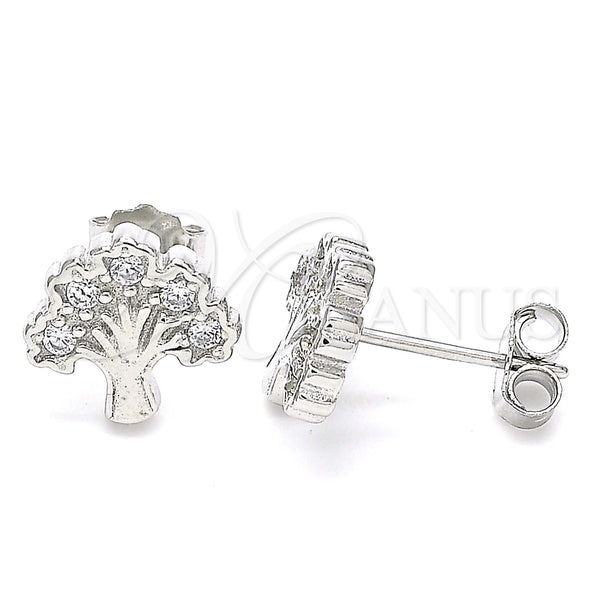 Sterling Silver Ring — Stud Earring Tree Design with White Cubic Zirconia — main product view — SKU 130381 | Plata 925 anillo — Stud Earring Tree diseño with blanco Cubic Zirconia — SKU 130381