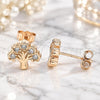Sterling Silver Stud Earring, Tree Design, with White Cubic Zirconia, Polished, Rose Gold Finish, 02.336.0122.1