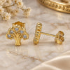 Sterling Silver Stud Earring, Tree Design, with White Cubic Zirconia, Polished, Golden Finish, 02.336.0122.2