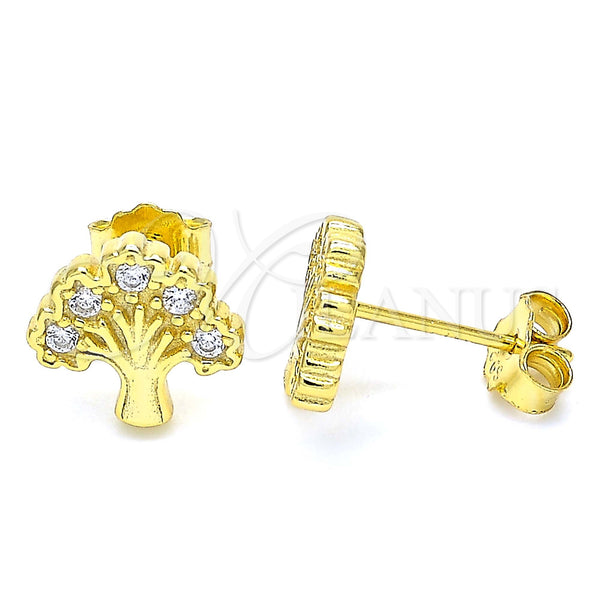 Sterling Silver Ring — Stud Earring Tree Design with White Cubic Zirconia — main product view — SKU 130383 | Plata 925 anillo — Stud Earring Tree diseño with blanco Cubic Zirconia — SKU 130383