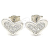 Sterling Silver Stud Earring, Heart Design, with White Cubic Zirconia, Polished, Rhodium Finish, 02.336.0123 for wholesale, additional product view 3