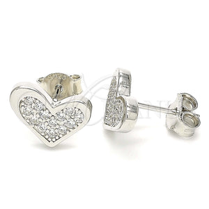 Sterling Silver Ring — Stud Earring Heart Design with White Cubic Zirconia — main product view — SKU 130384 | Plata 925 anillo — Stud Earring corazón diseño with blanco Cubic Zirconia — SKU 130384