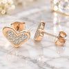 Sterling Silver Stud Earring, Heart Design, with White Cubic Zirconia, Polished, Rose Gold Finish, 02.336.0123.1