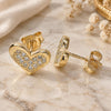 Sterling Silver Stud Earring, Heart Design, with White Cubic Zirconia, Polished, Golden Finish, 02.336.0123.2