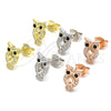 Sterling Silver Stud Earring, Owl Design, with Black and White Cubic Zirconia, Polished, Rhodium Finish, 02.336.0124