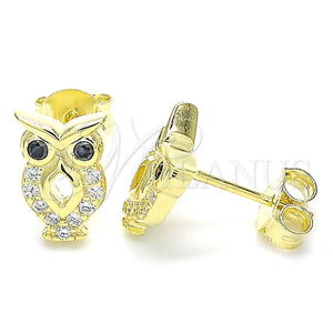 Sterling Silver Ring — Stud Earring Owl Design with Black and White — main product view — SKU 130389 | Plata 925 anillo — Stud Earring Owl diseño with negro and blanco — SKU 130389