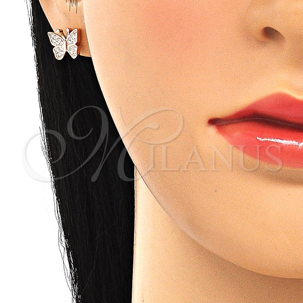 Sterling Silver Ring — Stud Earring Butterfly Design with White Micro Pave — alternate product view — SKU 130391 | Plata 925 anillo — Stud Earring Butterfly diseño with blanco Micro Pave — SKU 130391