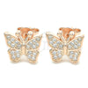 Sterling Silver Stud Earring, Butterfly Design, with White Micro Pave, Polished, Rose Gold Finish, 02.336.0125.1