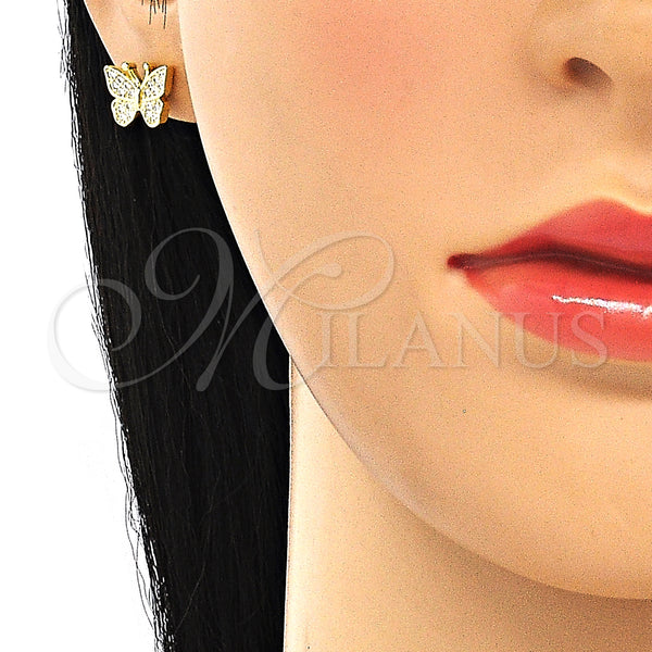 Sterling Silver Ring — Stud Earring Butterfly Design with White Micro Pave — alternate product view — SKU 130392 | Plata 925 anillo — Stud Earring Butterfly diseño with blanco Micro Pave — SKU 130392