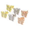 Sterling Silver Stud Earring, Butterfly Design, with White Micro Pave, Polished, Golden Finish, 02.336.0125.2