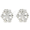 Sterling Silver Stud Earring, with White Cubic Zirconia, Polished, Rhodium Finish, 02.336.0126