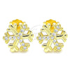 Sterling Silver Stud Earring, with White Cubic Zirconia, Polished, Golden Finish, 02.336.0126.2