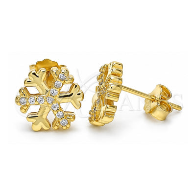 Sterling Silver Stud Earring, with White Cubic Zirconia, Polished, Golden Finish, 02.336.0126.2
