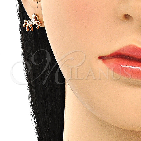 Sterling Silver Ring — Stud Earring Horse Design with White Micro Pave — alternate product view — SKU 130396 | Plata 925 anillo — Stud Earring Horse diseño with blanco Micro Pave — SKU 130396