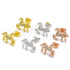 Sterling Silver Stud Earring, Horse Design, with White Micro Pave, Polished, Rose Gold Finish, 02.336.0069.1