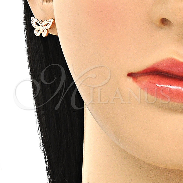 Sterling Silver Ring — Stud Earring Butterfly Design with White Micro Pave — alternate product view — SKU 130398 | Plata 925 anillo — Stud Earring Butterfly diseño with blanco Micro Pave — SKU 130398