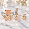 Sterling Silver Stud Earring, Butterfly Design, with White Micro Pave, Polished, Rose Gold Finish, 02.336.0073.1